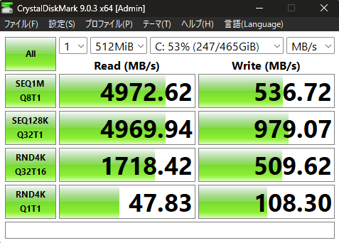 CSSD-M2B5GPG3VNFのCrystalDiskMark